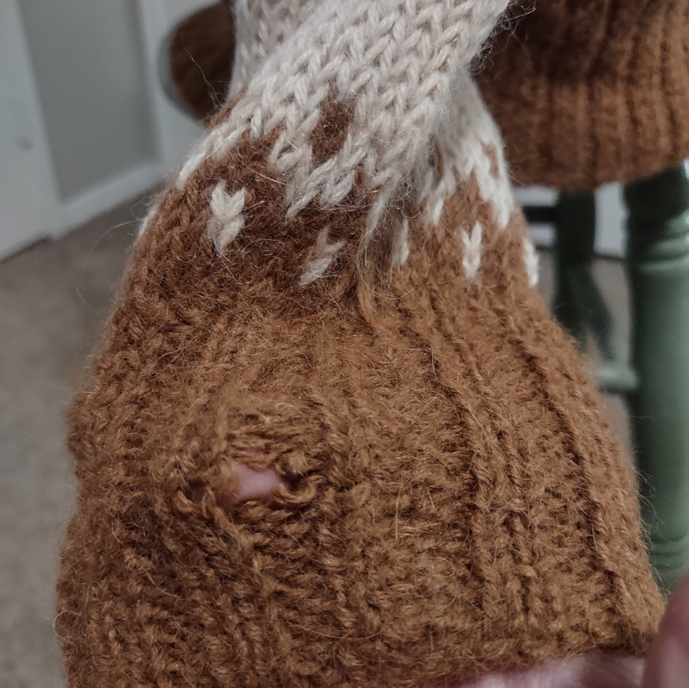 Vintage Handmade Andean Imports 100% Alpaca Wool Beige/Brown Sweater Size M - Picture 7 of 9